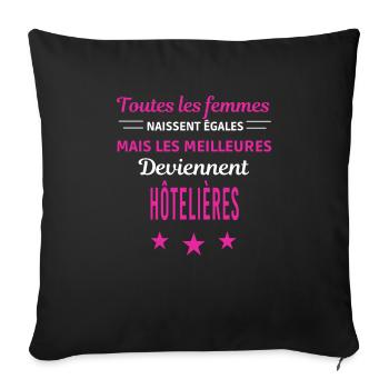 femmes naissent les meilleurs hôtelières - Housse de coussin décorative 45 x 45 cm - noir - Devant