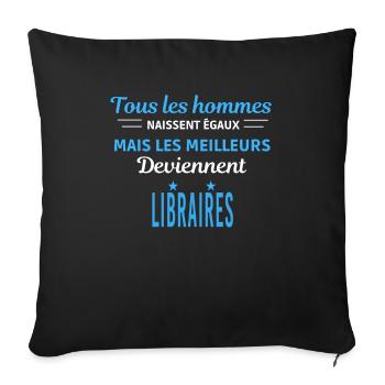 tous les hommes naissent égaux Libraires - Housse de coussin décorative 45 x 45 cm - noir - Devant