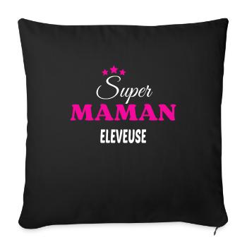 Super maman eleveuse citation - Housse de coussin décorative 45 x 45 cm - noir - Devant