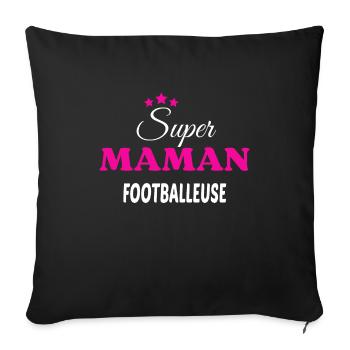 Super maman footballeuse citation - Housse de coussin décorative 45 x 45 cm - noir - Devant