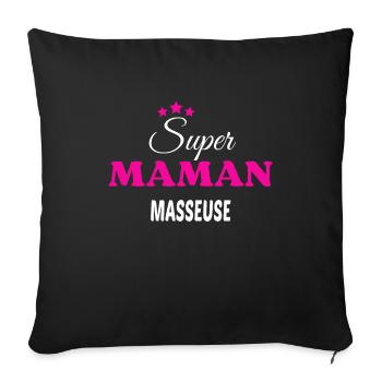 Super maman masseuse citation - Housse de coussin décorative 45 x 45 cm - noir - Devant