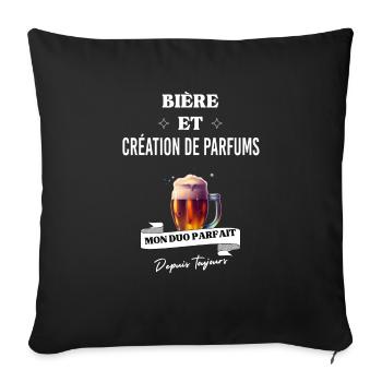 Bière Mon duo parfait depuis création de parfums - Housse de coussin décorative 45 x 45 cm - noir - Devant