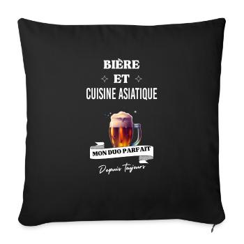 Bière Mon duo parfait depuis cuisine asiatique - Housse de coussin décorative 45 x 45 cm - noir - Devant