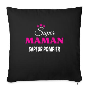 Super maman sapeur pompier citation - Housse de coussin décorative 45 x 45 cm - noir - Devant