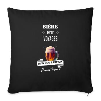 Bière Mon duo parfait depuis toujours et voyages - Housse de coussin décorative 45 x 45 cm - noir - Devant