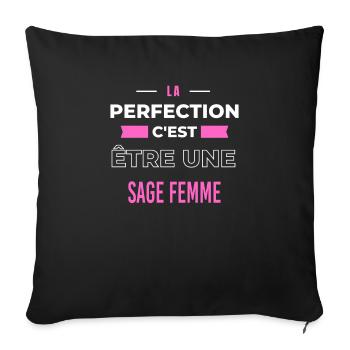La perfection, c'est être une sage femme - Housse de coussin décorative 45 x 45 cm - noir - Devant