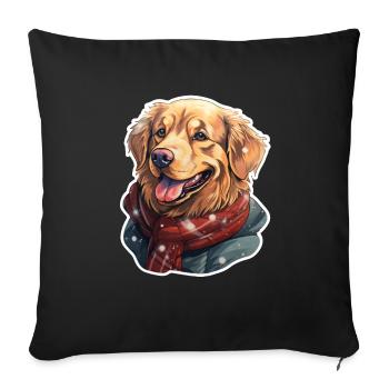 Golden Retriever avec écharpe et veste - Housse de coussin décorative 45 x 45 cm - noir - Devant