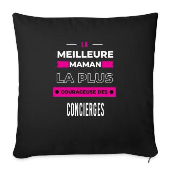Le meilleur maman plus courageuse des concierges - Housse de coussin décorative 45 x 45 cm - noir - Devant