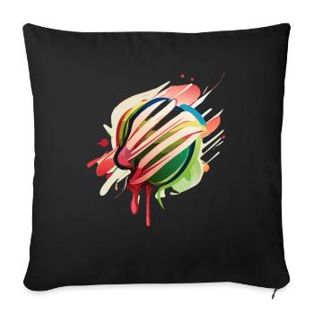 Buntes Obst - Sofakissenbezug 45 x 45 cm - Schwarz - Vorne