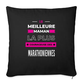 La meilleure maman courageuse des marathoniennes - Housse de coussin décorative 45 x 45 cm - noir - Devant