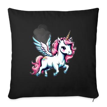 Licorne Einhorn Kawaii - Sofakissenbezug 45 x 45 cm - Schwarz - Vorne