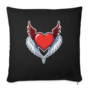 Red Heart with Wings - Sofa pillowcase 17,3'' x 17,3'' (45 x 45 cm) - black - Front