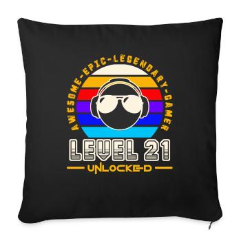 Level 21 - Housse de coussin décorative 45 x 45 cm - noir - Devant