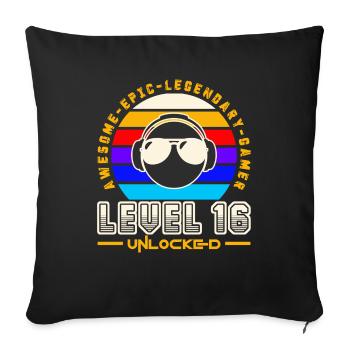 Level 16 - Sofa pillowcase 17,3'' x 17,3'' (45 x 45 cm) - black - Front