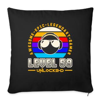 Level 59 - Housse de coussin décorative 45 x 45 cm - noir - Devant