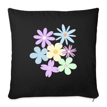 Flowers - Sofa pillowcase 17,3'' x 17,3'' (45 x 45 cm) - black - Front