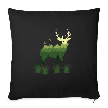 Hirsche der Natur - Sofakissenbezug 45 x 45 cm - Schwarz - Vorne