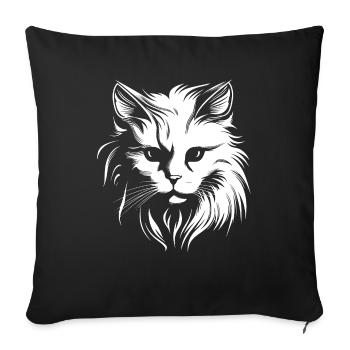 Cat, Cat Motif, Cat Face - Sofa pillowcase 17,3'' x 17,3'' (45 x 45 cm) - black - Front