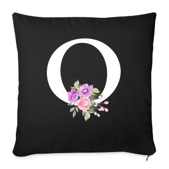 Purple Floral Letter O - Sofa pillowcase 17,3'' x 17,3'' (45 x 45 cm) - black - Front