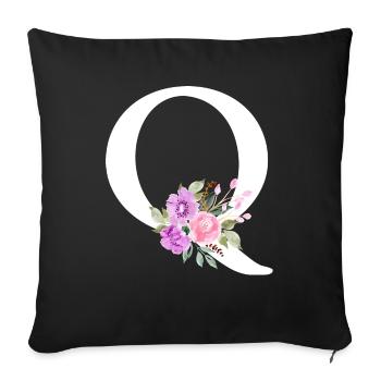 Purple Floral Letter Q - Sofa pillowcase 17,3'' x 17,3'' (45 x 45 cm) - black - Front