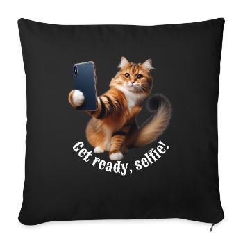 Get ready, selfie-8 - Sofa pillowcase 17,3'' x 17,3'' (45 x 45 cm) - black - Front