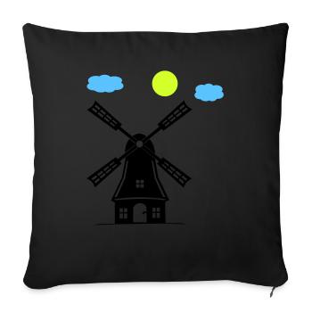 Moulin à vent - Housse de coussin décorative 45 x 45 cm - noir - Devant