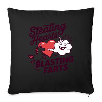 Voler des cœurs et faire exploser des pets - Housse de coussin décorative 45 x 45 cm - noir - Devant