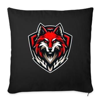Wolf Illustration RED Emblem - Sofa pillowcase 17,3'' x 17,3'' (45 x 45 cm) - black - Front