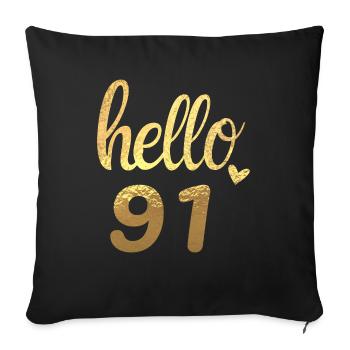 Hello 91 gold - Sofa pillowcase 17,3'' x 17,3'' (45 x 45 cm) - black - Front