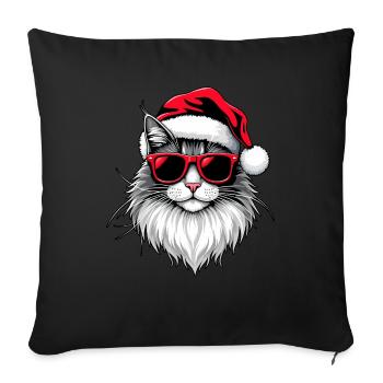 Cat Santa Claus Christmas - Sofa pillowcase 17,3'' x 17,3'' (45 x 45 cm) - black - Front