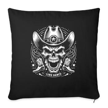Line Dance Skull mit Stetson und Boots und Lasso - Sofakissenbezug 45 x 45 cm - Schwarz - Vorne
