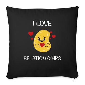 I Love Relation Chips Potato - süße Kartoffel - Sofakissenbezug 45 x 45 cm - Schwarz - Vorne