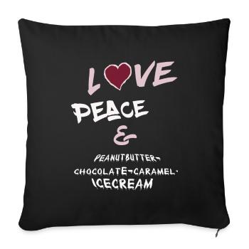 Love Peace et Beurre de cacahuète-chocolat-glace - Housse de coussin décorative 45 x 45 cm - noir - Devant