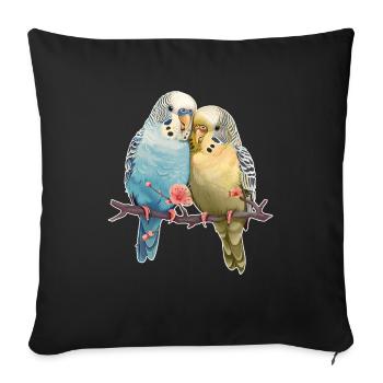 Budgies - Sofa pillowcase 17,3'' x 17,3'' (45 x 45 cm) - black - Front