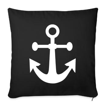 Capitaine de bateau cadeau voile d'ancre - Housse de coussin décorative 45 x 45 cm - noir - Devant