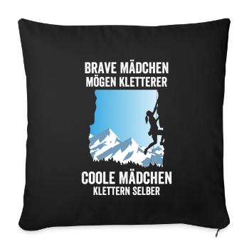 Brave Mädchen Kletterer Coole Mädchen klettern - Sofakissenbezug 45 x 45 cm - Schwarz - Vorne