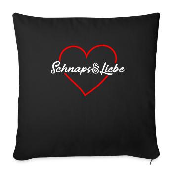 Schnaps Liebe Herz - Sofakissenbezug 45 x 45 cm - Schwarz - Vorne