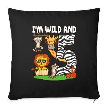5. Geburtstag Zoo Tiere Safari 5 Jahre alt - Sofakissenbezug 45 x 45 cm - Schwarz - Vorne