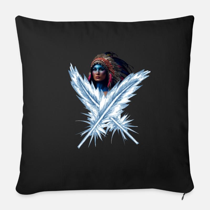 Federschmuck - Sofakissenbezug 45 x 45 cm - Schwarz