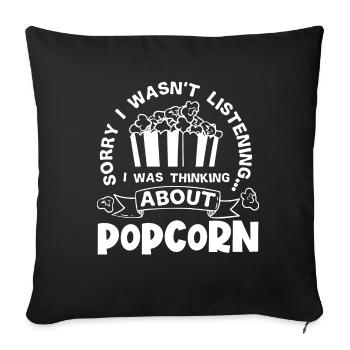 Penser au maïs soufflé Ironic Saying Corn - Housse de coussin décorative 45 x 45 cm - noir - Devant