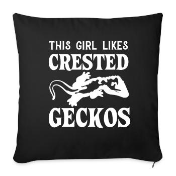 Girl Likes Geckos Cute Lizards Reptile Crested - Sofa pillowcase 17,3'' x 17,3'' (45 x 45 cm) - black - Front