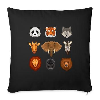 Animals Wilderness Panda Lion Wolf Giraffe Bear Gift - Sofa pillowcase 17,3'' x 17,3'' (45 x 45 cm) - black - Front