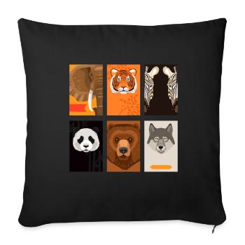 Animaux sauvages - Housse de coussin décorative 45 x 45 cm - noir - Devant