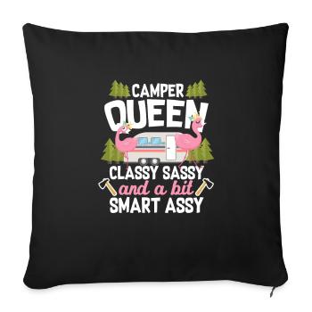 Camping Queen Camper Queen Caravan Gift - Sofa pillowcase 17,3'' x 17,3'' (45 x 45 cm) - black - Front