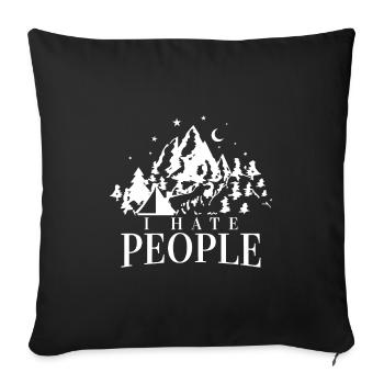 Camping je déteste les gens en disant drôle - Housse de coussin décorative 45 x 45 cm - noir - Devant