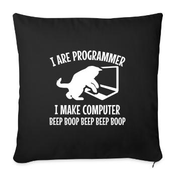 Programmierer Katze Geschenk Programmieren Mitze - Sofakissenbezug 45 x 45 cm - Schwarz - Vorne