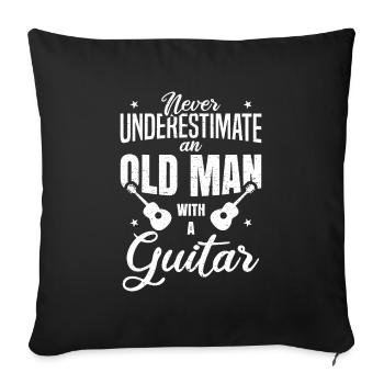 Guitare vieux cadeau musicien guitare - Housse de coussin décorative 45 x 45 cm - noir - Devant
