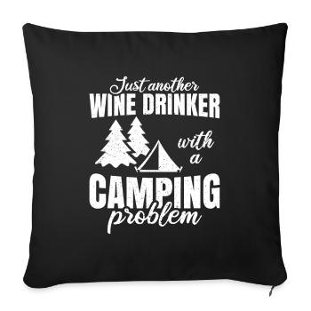 Camping Wine Camper Nature Camping Alcohol Gift - Sofa pillowcase 17,3'' x 17,3'' (45 x 45 cm) - black - Front