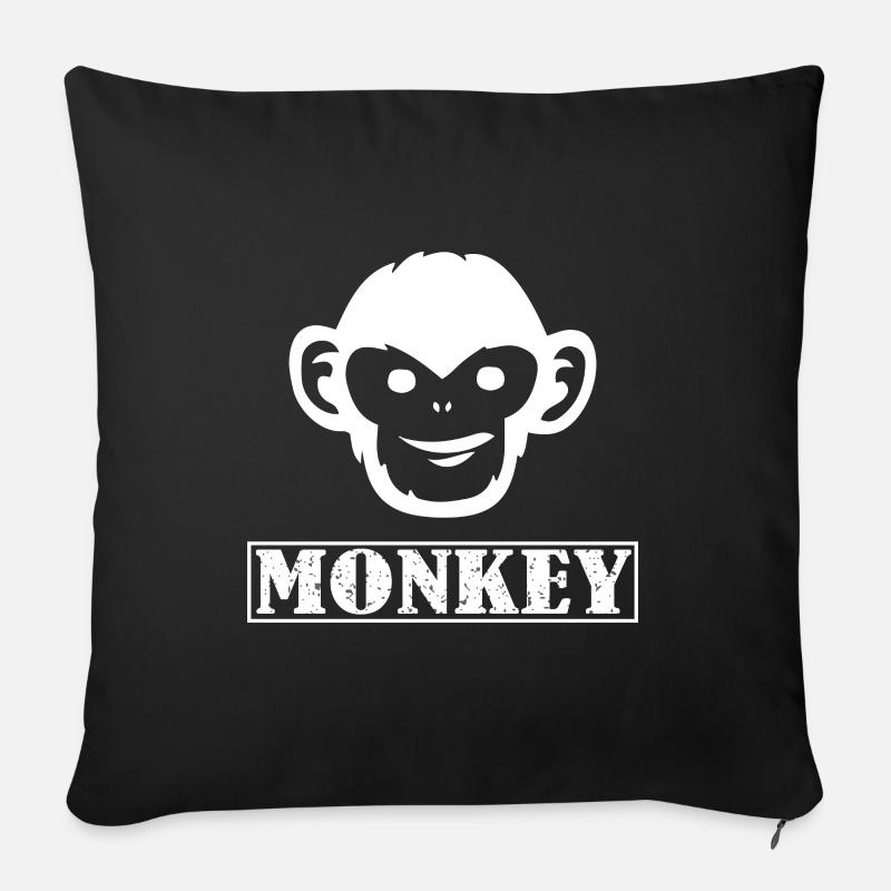 Visage de singe Monkey Jardin d’enfants Cadeau - Housse de coussin décorative 45 x 45 cm - noir