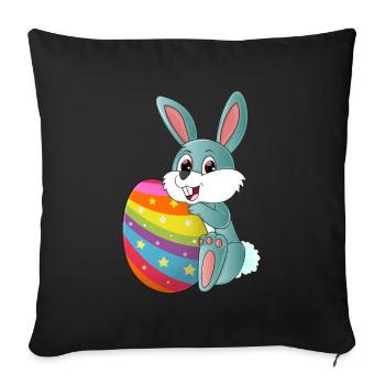 Cute sweet Easter bunny with a colorful Easter egg - Sofa pillowcase 17,3'' x 17,3'' (45 x 45 cm) - black - Front